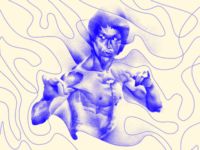 Bruce Lee blue design graphic design illustration ilustracja ilustracja cyfrowa people polish illustration portrait portret
