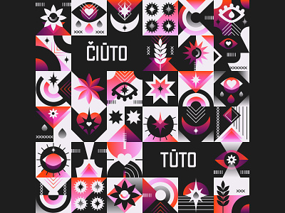 Čiūto Tūto Geometric Pattern 🖤 abstract art background cover dailyui flat folk geometric geometry gradients identity illustration lithuania minimal music outline pagan pattern shapes vivid