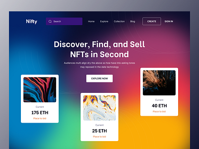 NFT Marketplace Website Header Exploration blockchain crypto crypto art cryptoart cryptocurrency digital art dribbble best shot ethereum gradient marketplace nft nft art nft marketplace nft website nftart popular shot token trends web design website design