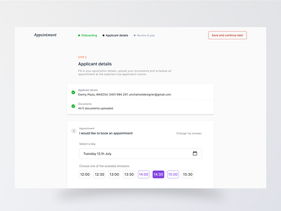 Visa Appointment booking design figma ui