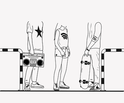 Teenagers lifestyle boombox doodle fashion graphic design hand drawn hangout illustration lifestyle people skateboard sketch street teenagers urban vector young youth