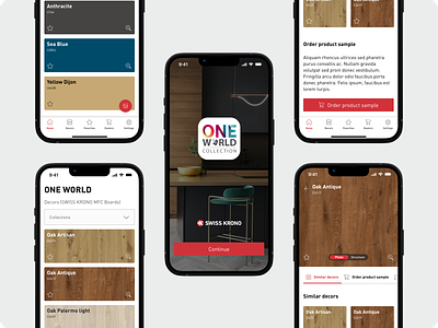 Swiss Krono: One World, hybrid app for clients and resellers android application design development hybrid app illustration interface design ios mobile native product design redesign ui user experience ux