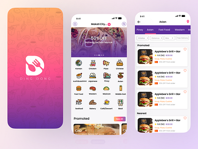 Ding Dong Korean Food App android delivery app food and drink food app foodie graphic design ios logo motion graphics restaurant app ui ux web design