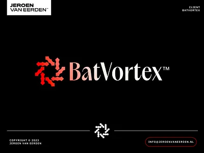 BatVortex - Logo Design abstract logo bat branding branding design creative creative logo design creative team gradient logo identity design jeroen logo logo symbol minimal design modern logo rotating van eerden visual identity design vortex