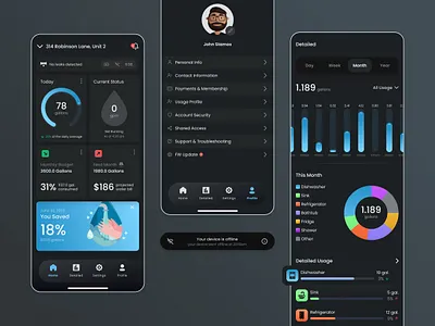 UI Design for Smart Water Control App branding mobile app prototype research ui water monitor water sensor