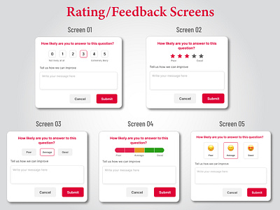 Mobile Popup Screens for Feedback Form feedback modules popups rating ui design