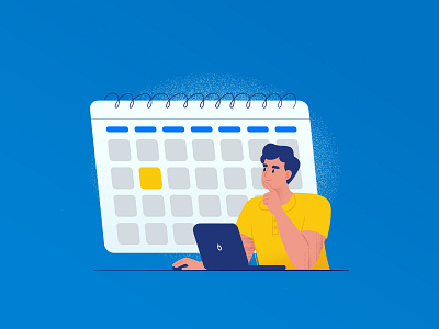 Сalendar - illustration for post advertising business calendar character flat illustration man marketing post seo vector
