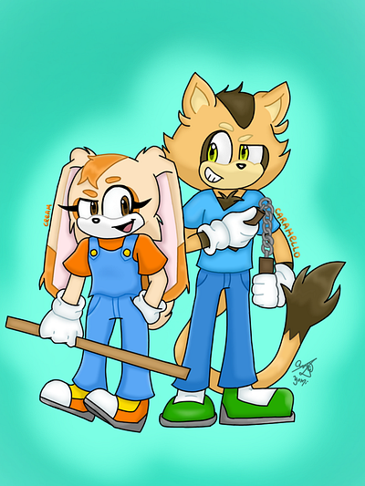 Cream & Caramello art artist characters design digitalart digitalartist drawing illustration sega sonic