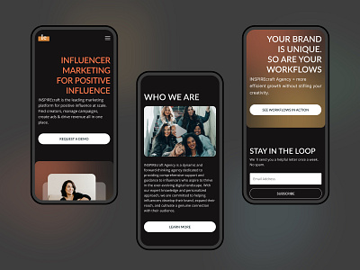 Inspire - Main Page adaptive agency brand design influencer main page marketing minimal ui ui design ux web web design