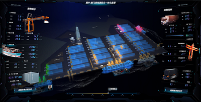 The Digital Twin of Cargo Port 3d animation design digital twin ui visualization web design