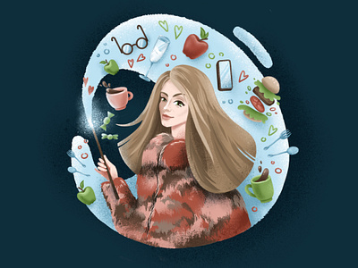 Girl the Wizard character character design fairy tale female girl grain illustration magic portrait summer vector witch wizard woman