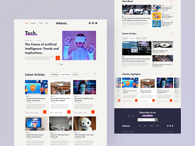 Atlania: Blog Landing Page blog blog website blog website design design tech blog tech blog site technological blog ui ux design uiux user interface website design