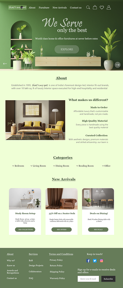 Furniture webpage design design ui ux