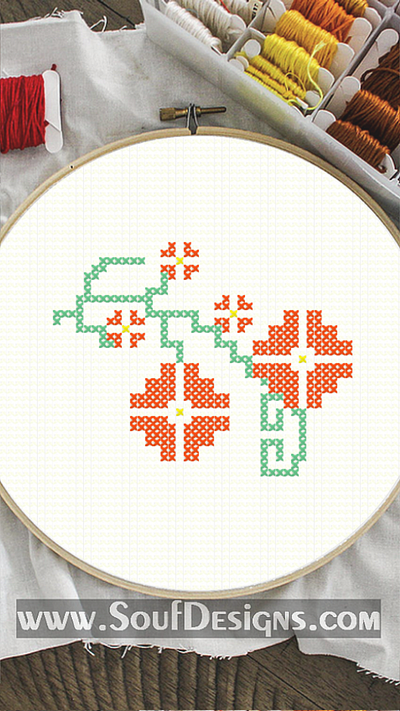 Floral Branch Embroidery Cross Stitch Pattern embroidery