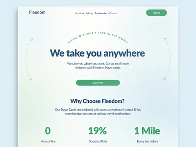 Landing Page for a Flying Travel Card Company (a what now?) airline fly flying graphic design home home page landing page ui web design webdesign website