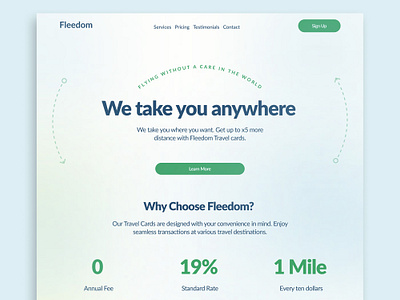 Landing Page for a Flying Travel Card Company (a what now?) airline fly flying graphic design home home page landing page ui web design webdesign website
