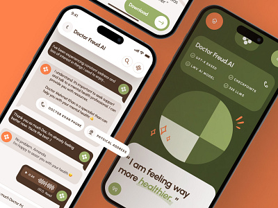 🧠SH freud.ai | Mental Health AI Chatbot Virtual Care Mobile UI ai app care chat chatbot dashboard gpt health healthcare machine learning meditation mental health mindful mindfulness mobile therapy ui ux virtual wellness