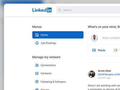 Linkedin UI - Redesign app design flat design illustration minimalist personal design ui uidesign