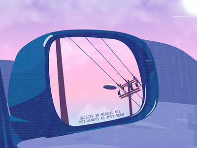 Objects in Mirror 🛸✨ after effects alien car desert driving flim gif illustration illustrator memory mograph motion objects recording shooting sidemirror star sunset ufo vcr