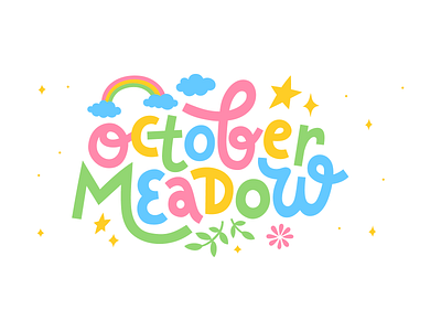 October Meadow logo childish cute graphic design kids lettering logo pastel shop typography vector