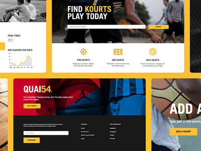 KourtFinder | Website basketball black branding homepage sport sports ui ux website yellow