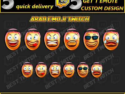 Cute Arab man face emoji twitch ! BestTwitch best twitch badges branding design graphic design illustration logo motion graphics new badges sub badges ui