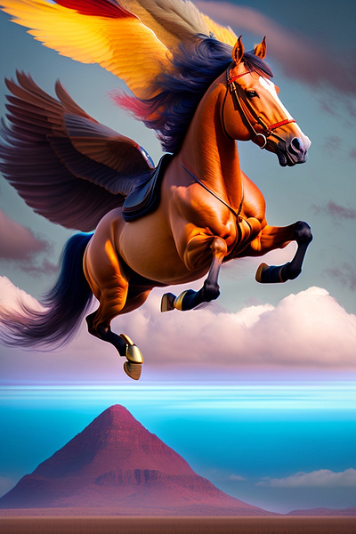 Flying horses 3d animal horse horses illustration painting picture