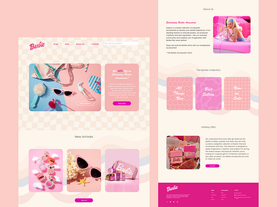 Barbie Accessories accessories aesthetic barbi barbie movie branding design dream gift graphic design ken logo peach pink retro shop ui vector vibe website