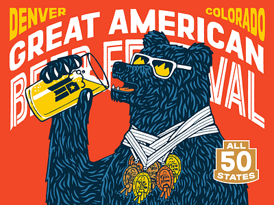 Great American Beer Festival america bear beer branding event festival illustration lettering medals typography