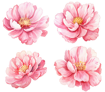 Peony watercolor flower graphic design illustration vector watercolor