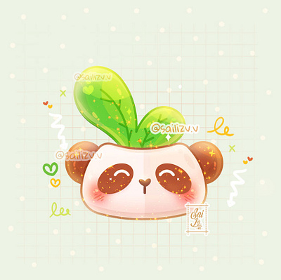 Panda Bear Pot adorable adorable lovely artwork concept creative cute art design digitalart illustration