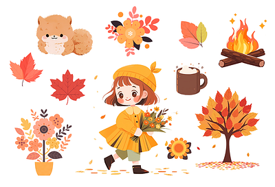 Autumn illustration 2d characterdesign cheerful childrens book design handdrawn illustration vector
