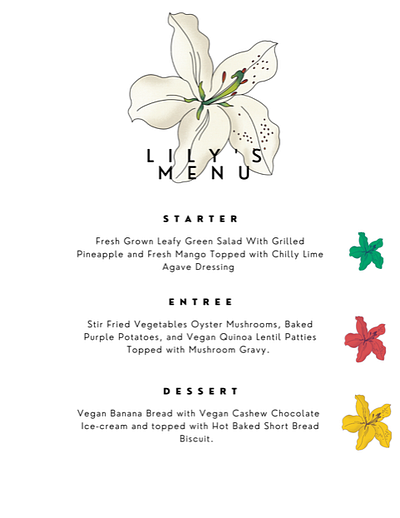 Lily Vegan Restaurant Menu digital design menu ui designer ux design menu vegan