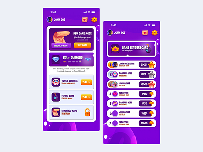 Game ui for mobile game branding design game graphic design ui ux vector