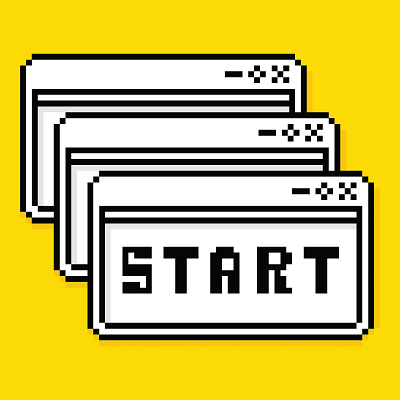 Start! Pixel Art! aesthetic art classic design interface pixel start window yellow