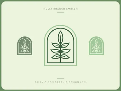 Holly Branch Emblem botanical botany brand branding clean design graphic design green heraldry holly illustration leaf logo mark minimal plant vector