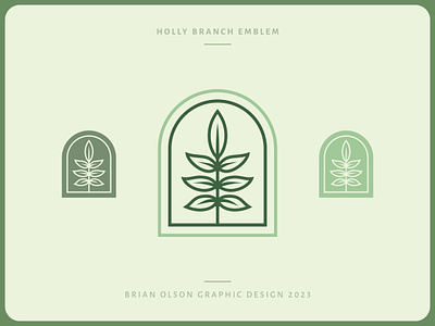 Holly Branch Emblem botanical botany brand branding clean design graphic design green heraldry holly illustration leaf logo mark minimal plant vector