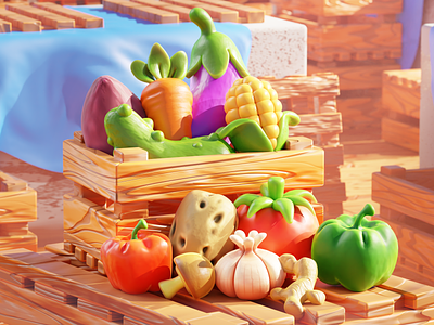 3D Vegetable Icons 3d 3d illustration 3d modelling carrot element fresh healthy icon illustration potato vegan vegetable vegetarian