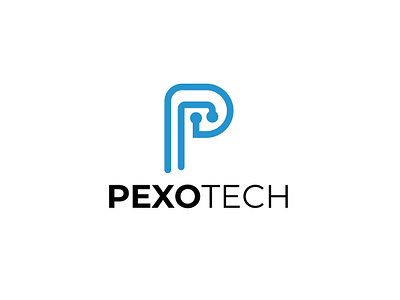 Pexo Tech Logo artificial blue corporate developer digital face green head high tech innovation internet logo low poly p pixel print print ready purple red tech technical
