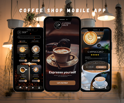 Coffee Shop Mobile App UI Design adobe xd app branding coffee shop design iphone mobile mobile app ui ux