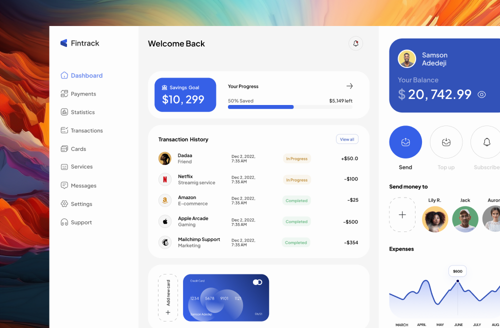 Fintech Dashboard design dashboard design design ui ux