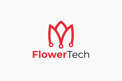 Flower Tech Logo ai animation blue branding design flower flower logo flower tech green illustration logo logo design m pixel tech technical techno technology techtune ui