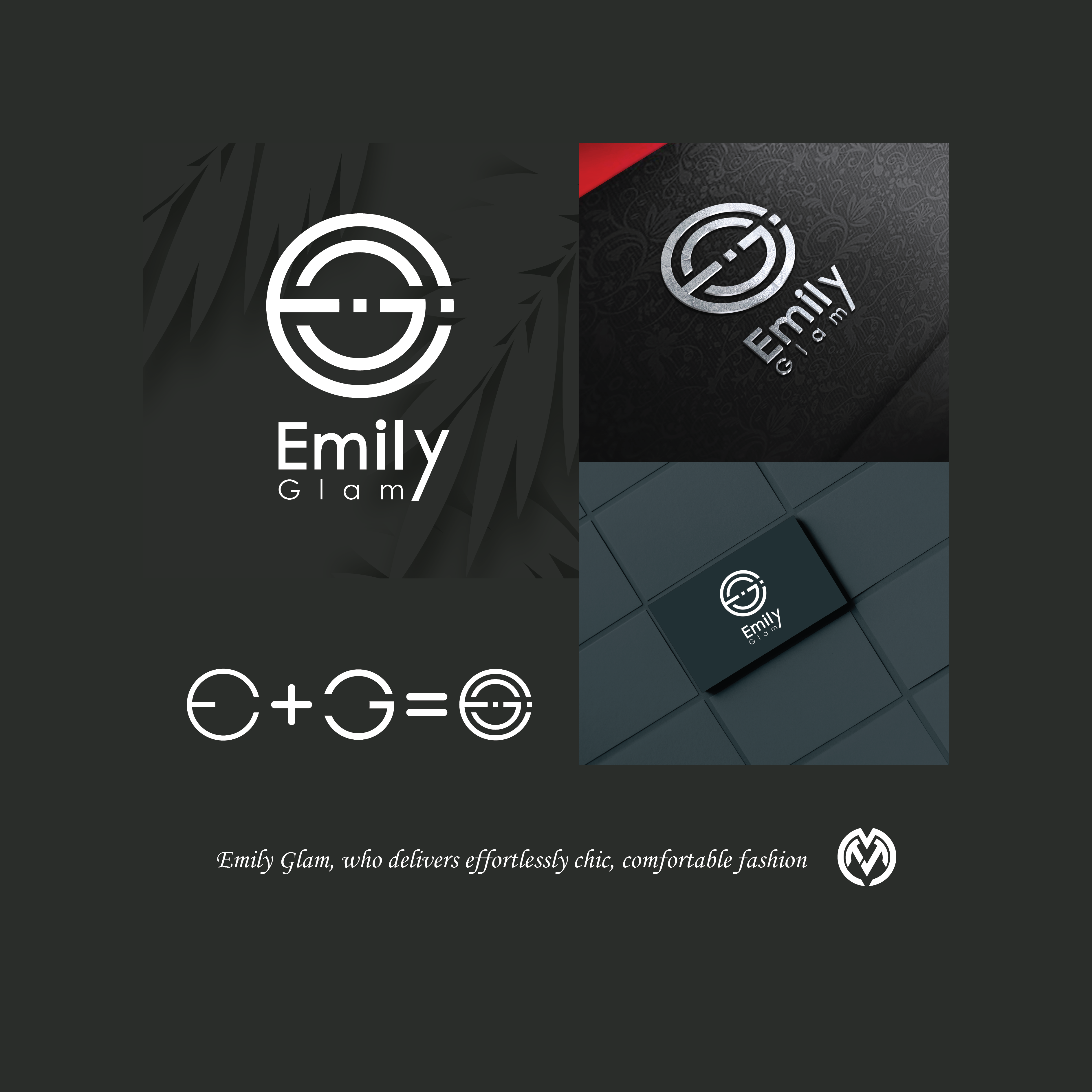 Emily Glam, unleash your inner fashion brand 3d animation branding circle clothes design designer fashion graphic design identity illustration letters logo logos motion graphics trands ui unique ux vector