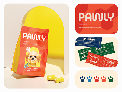 Pawly / Pet Food / Branding & Packaging Design 3d animals branding cute dog dog food dogs food packaging design paw pet pets puppy vet veterinary