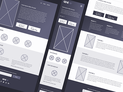 Wireframes for a responsive medical startup website - Geneviv medical startup medical startup website medical startup wireframes responsive startup website responsive website responsive website wireframes startup website wireframes