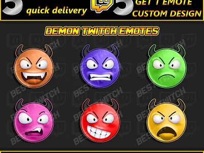 Demon Emotes 6 Pack for twitch discord ! BestTwitch best twitch badges branding design graphic design illustration logo motion graphics new badges sub badges ui