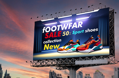 footwear billboard 3d animation billboard branding graphic design logo motion graphics road board street board