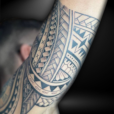 Half Sleeve Blackwork Tattoo in Polynesian Tribal Style, Bali tattoogoals