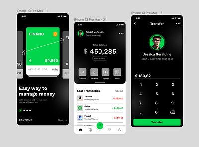 FINANO Passbook app design typography ui ux