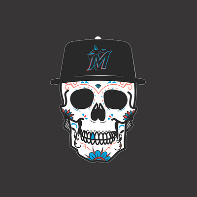 MLB Sugar Skull art baseball design illustration marlins miami mlb skull sports vector